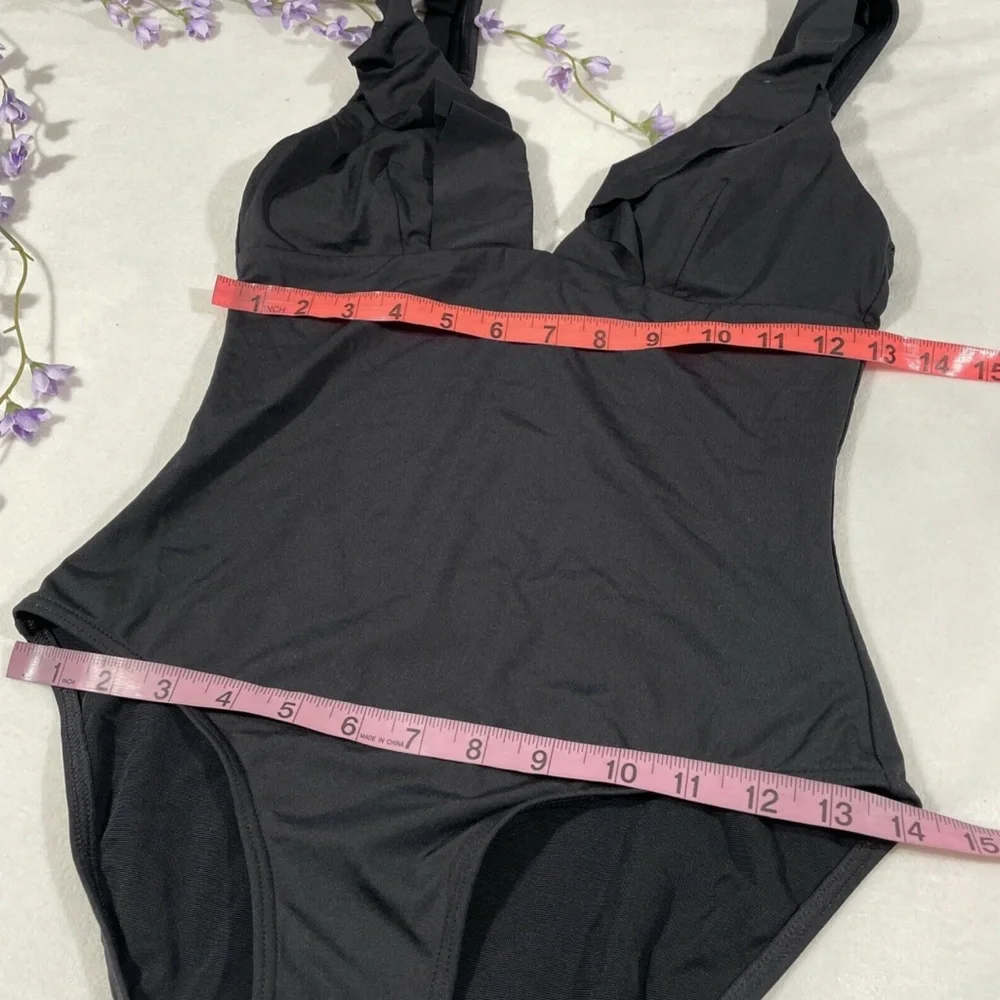 NEW Sea Level [ 6 US ] Ruffle Frill One-Piece Swimsuit in‎ Black